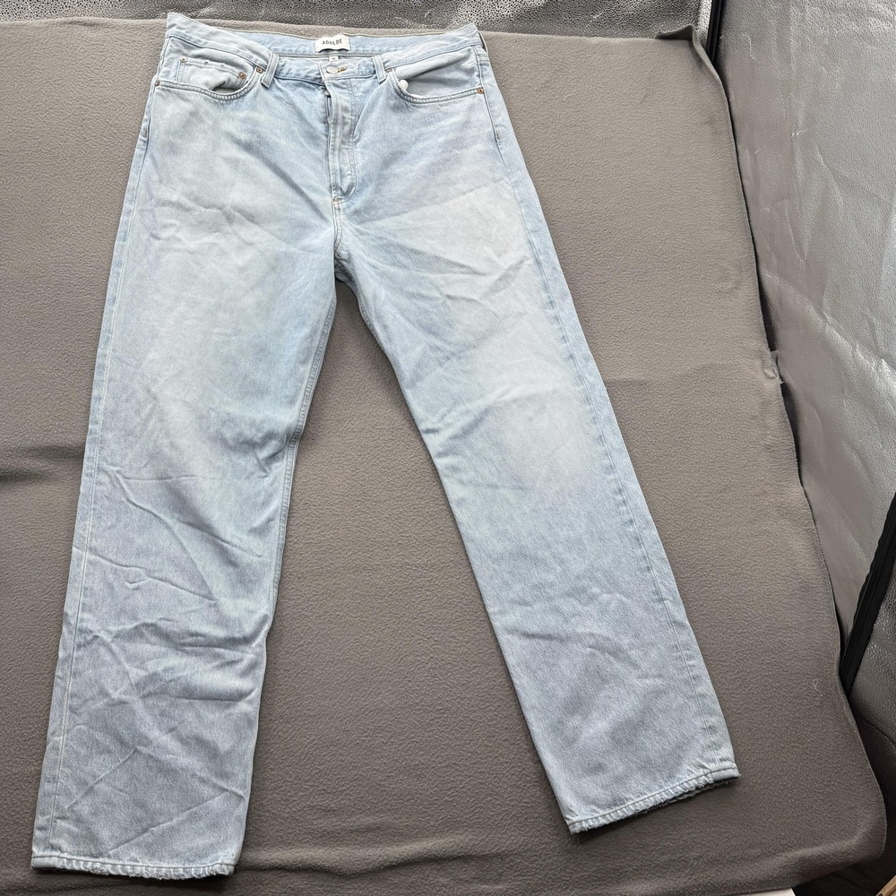 AGOLDE Kelly Jean Jeans Womens 32 Light Wash High Rise Straight Relaxed Made USA